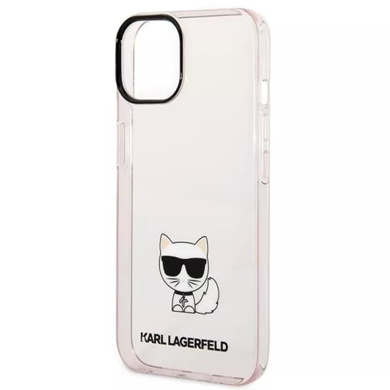 Karl Lagerfeld KLHCP14MCTRI iPhone 14 Plus / 15 Plus 6.7 capa rígida rosa / rosa transparente Choupette Body