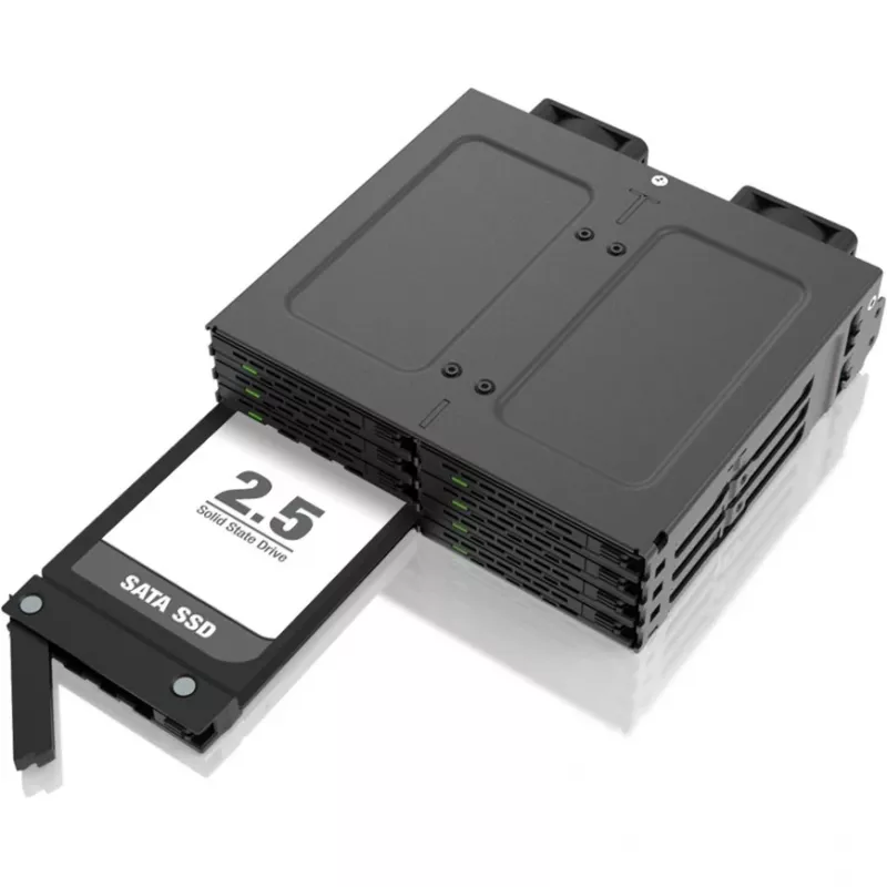 Rack móvel icy dock MB038SP-B para 8x unidades SATA/SAS de 2,5 polegadas, compatível com 1x baía de 5,25 polegadas