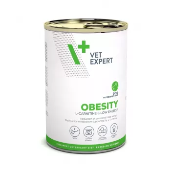 Comida húmida para cães VETEXPERT Veterinary Diet Obesity para cães 400 g lata — aves, adulto, baixo teor de gordura, elevado teor de humidade
