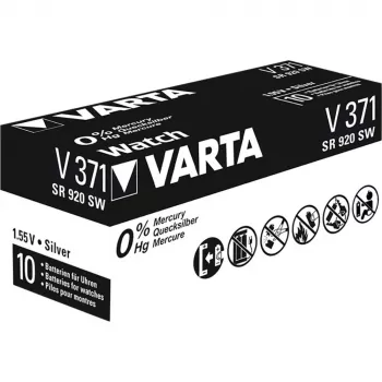 Varta 00371101111 pilha de botão de óxido de prata 371, 30 mAh, prateada