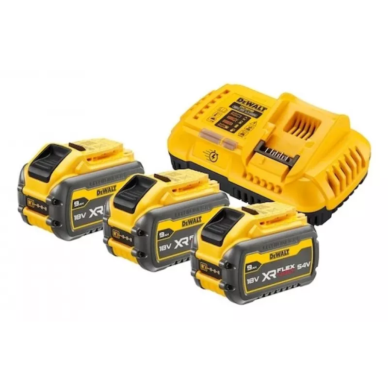 Conjunto de bateria e carregador DeWalt DCB118X3 — bateria de iões de lítio 9 Ah com carregador