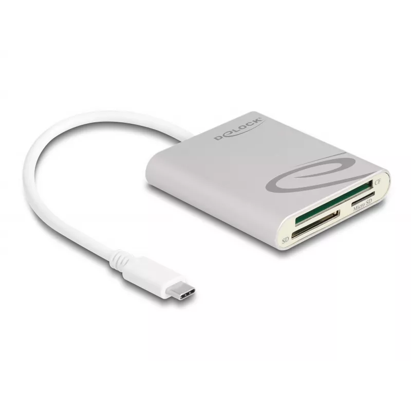 Leitor de cartões DeLOCK 91005 USB 3.2 Gen 1 Type-C cinzento CF MMC MicroSD