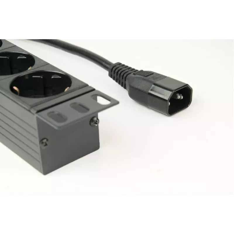 Unidade de distribuição de energia GEMBIRD EG-PDU-014-C14, 8 saídas AC, entrada C14, cabo de 3 m, 1U, 3680 W, 10 A, alumínio, preto