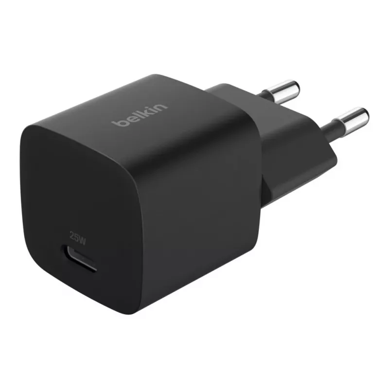 Carregador USB-C Belkin BOOSTCHARGE 25W Power Delivery preto – carregador de parede USB‑C PD 25W rápido