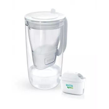 Jarra com filtro de água BRITA Glass+1 Maxtra Pro cinzento, 2,4 L total / 1,5 L filtrado, filtro Maxtra Pro PP