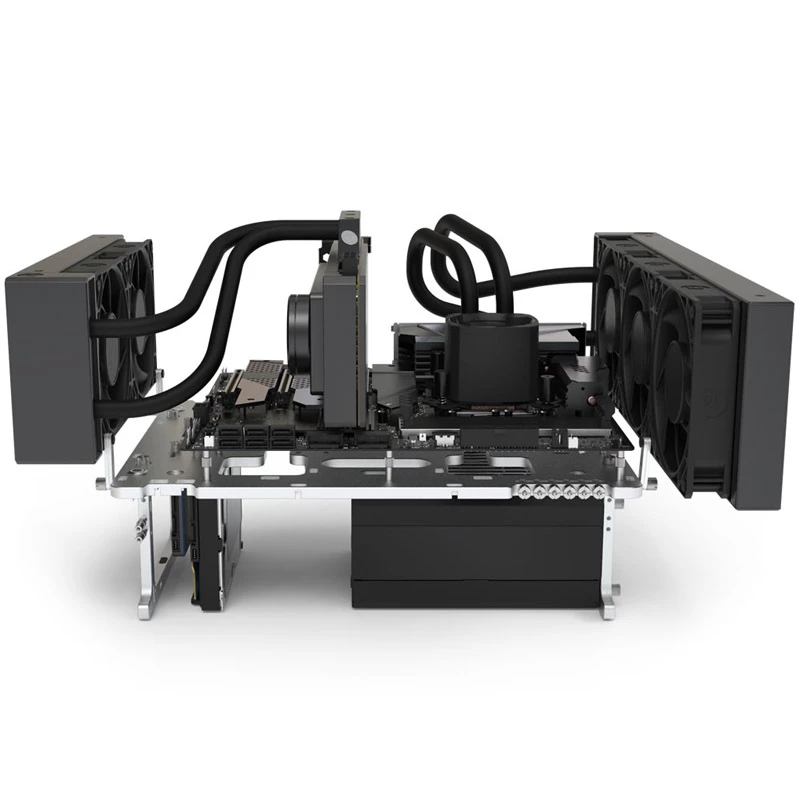 Mesa de estrutura aberta Streacom BC1 V2 prateada — suporte ATX, plataforma de teste e montagem