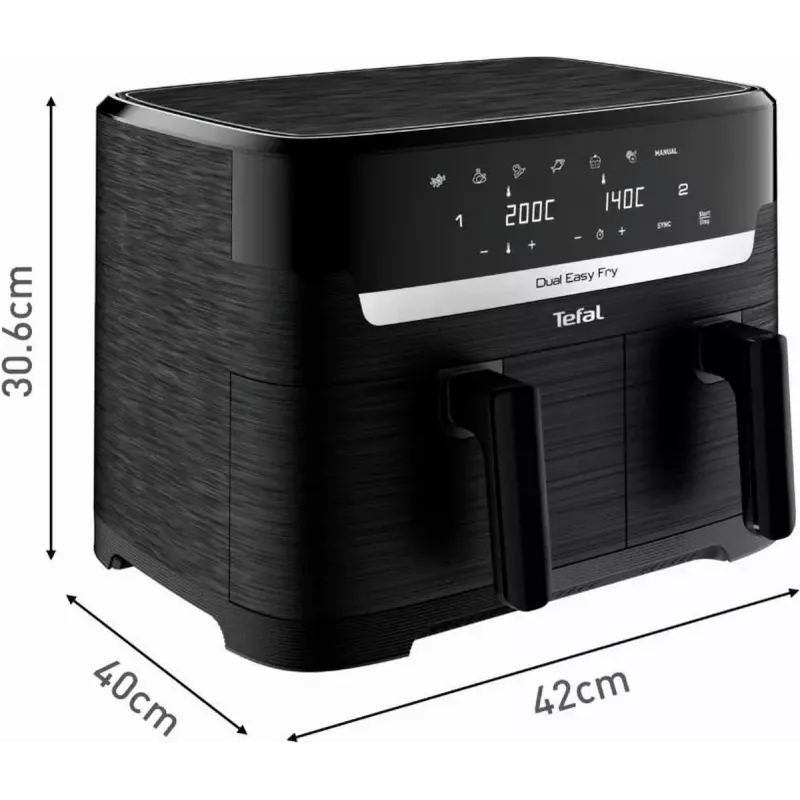 Fritadeira de ar quente Tefal Easy Fry EY901N Double 8,3 L Aparelho independente 2700 W Preto