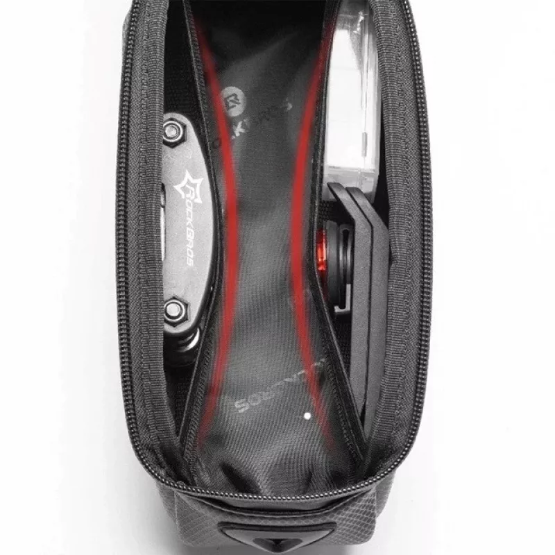 Rockbros B68-1 Bolsa de quadro de bicicleta com bolso para telemóvel 1,7 l preta