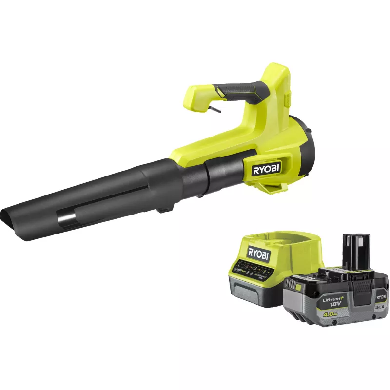 Soprador de folhas sem fio ONE+ RY18BLB-140, 18 Volts, soprador de folhas verde/preto, bateria de iões de lítio 4,0 Ah
