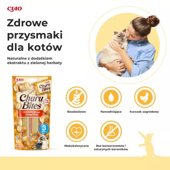 INABA Churu Bites Envolvidos com Receita de Frango – Petiscos para gatos – 3x10 g