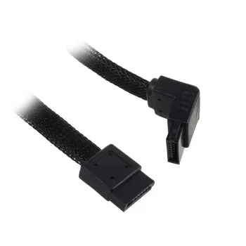 Cabo SATA III SilverStone 50 cm angular / reto - revestido preto