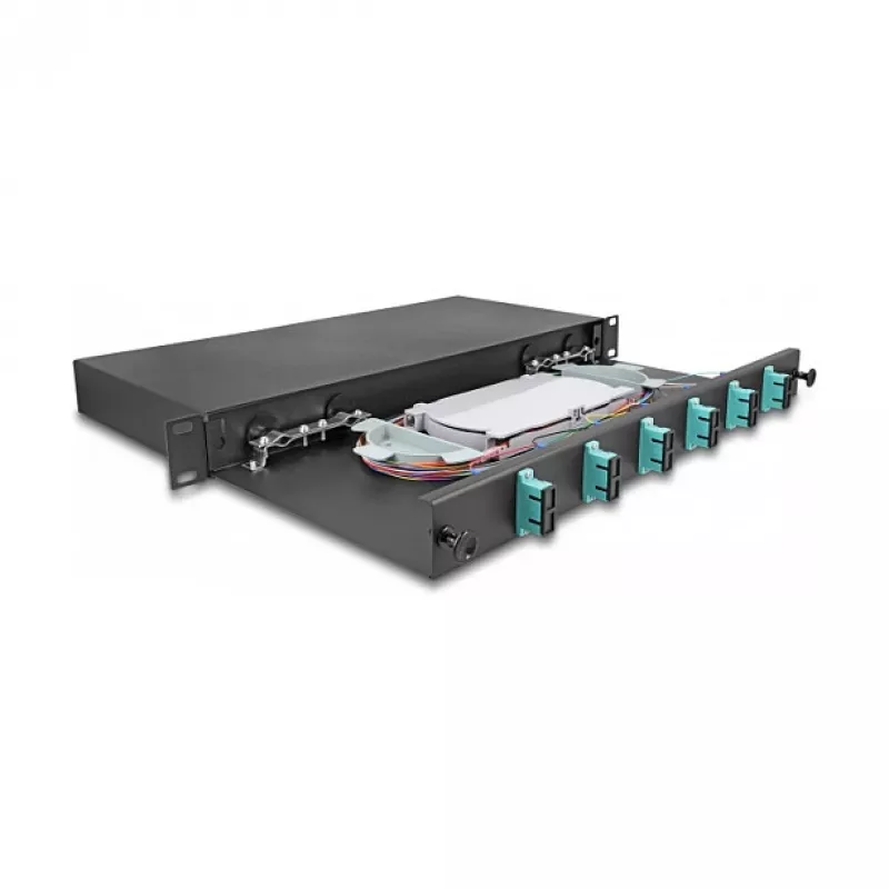 Caixa de fusão de fibra ótica DeLOCK 67001 preto metal 482x220x44mm