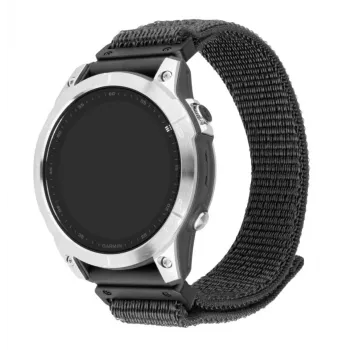 Pulseira desportiva de nylon FIXED QuickFit 22 mm para Garmin, cinzento-escuro, pulso 160–210 mm