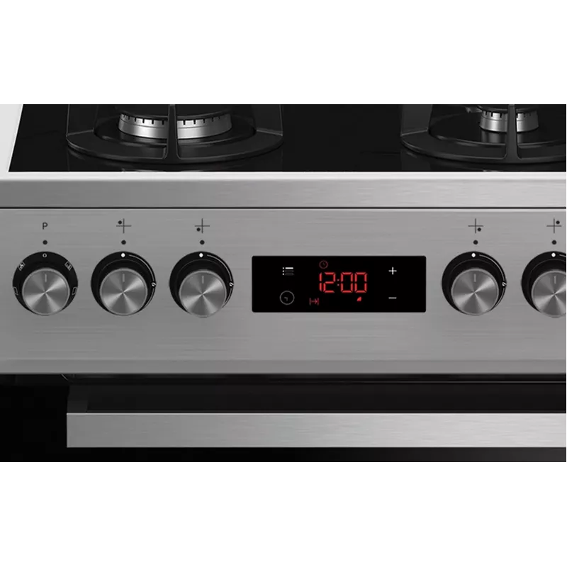 Fogão independente gás-elétrico BEKO FSMT55330DXDS, 5 bicos, 60 cm, aço inoxidável, forno 60 L, classe energética A
