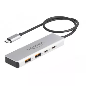 DeLOCK hub USB USB Type-C 10 Gbit/s 2x Type-A 2x Type-C cabo de 35 cm