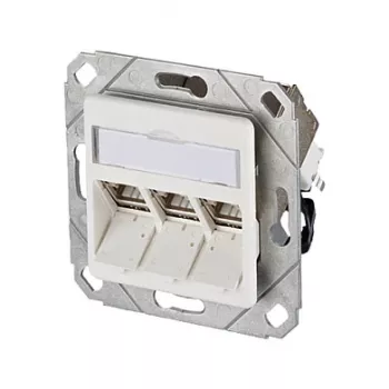Módulo METZ CONNECT BTR C6A 3 portas 270° UPk - Tomada de ligação, encastrar - RJ-45 X 3 - Branco puro, RAL 9010 (130B12D31102-E)
