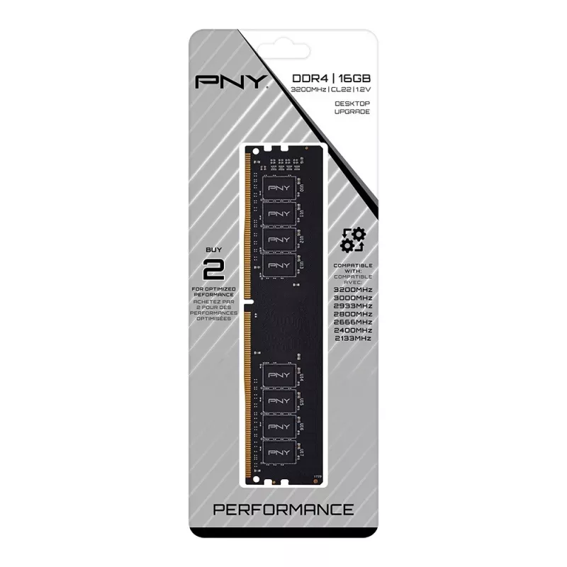 PNY MD16GSD43200-TB, 16 GB, 1 x 16 GB, DDR4, 3200 MHz, DIMM 288 pinos