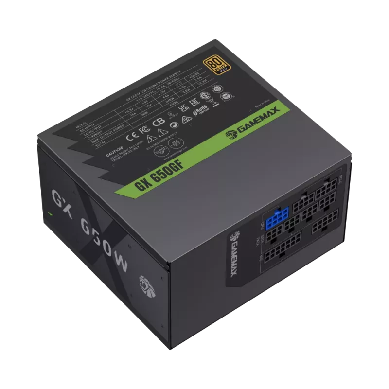 Fonte de alimentação Gamemax, 80 PLUS, Gold | GX 650GF | 650 W