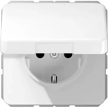 JUNG CD 1520 BF KI KL WW tomada SCHUKO com tampa articulada, 16 A 250 V, branco alpino