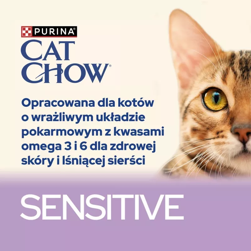 Purina Cat Chow Sensitive Gig com salmão e courgette em molho - comida húmida para gatos - 85 g