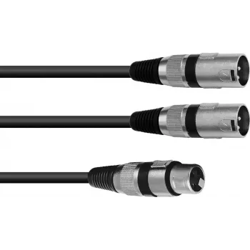 Cabo de áudio XLR 3 pinos 2 x XLR 3 pinos preto Omnitronic 30225203