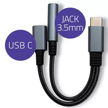 Adaptador 2 em 1 USB-C para USB-C e jack de 3,5 mm PD 15W