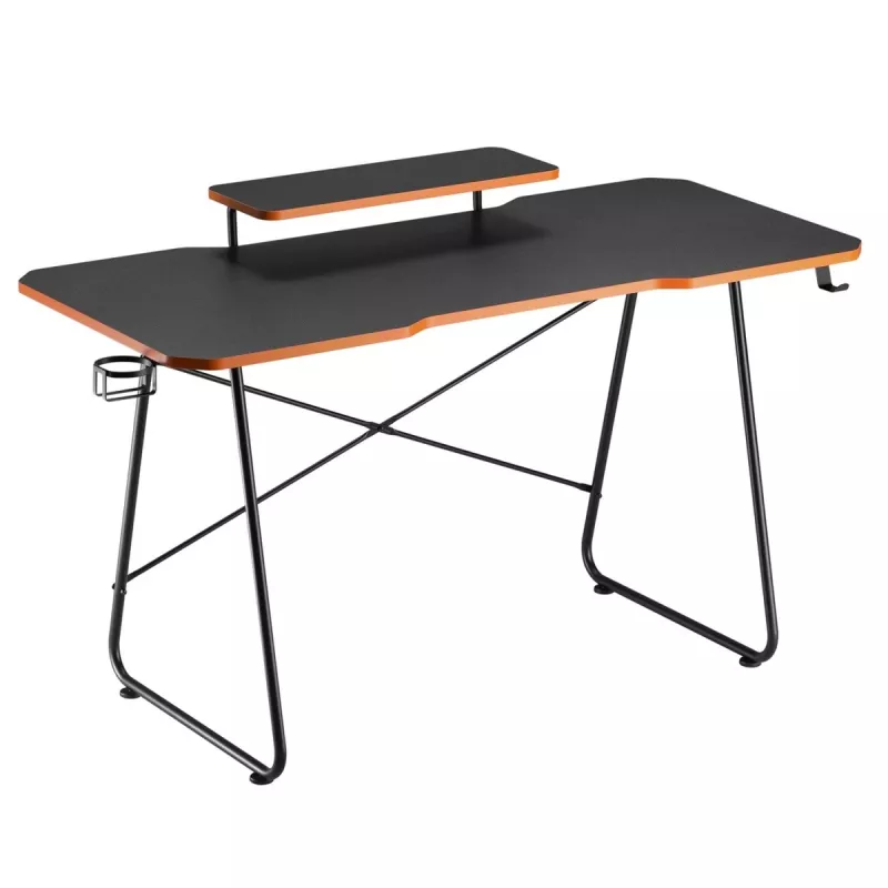 Secretária gaming Maclean NanoRS com prateleira para monitor máx. 50 kg altura 850 mm Preto RS170, mesa gaming, preto