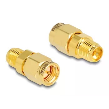 Adaptador DeLOCK RP-SMA fêmea para SMA macho 9 mm de diâmetro 18 mm de largura