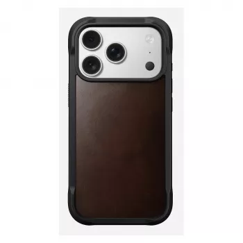 Capa para telemóvel Nomad Rugged Leather Case para iPhone 17 Pro, 6,3 polegadas (16 cm), castanha, pele/TPU/alumínio