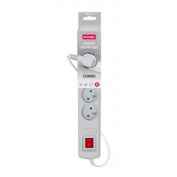 Régua de tomadas cinzenta com cabo Activejet ACJ COMBO 5G/3M/BEZP. AUT/S