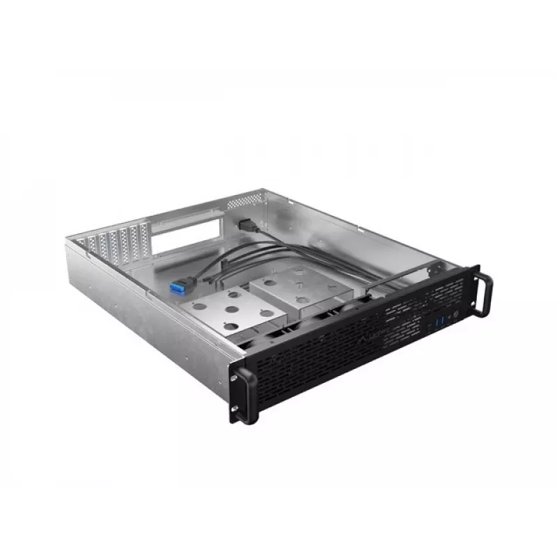 Caixa rack Lanberg SC01-5202-12B 2U preta 3 ventoinhas HDD+SSD