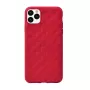 Capa macia Devia Woven2 para iPhone 11 Pro Max – superfície têxtil padronizada vermelha