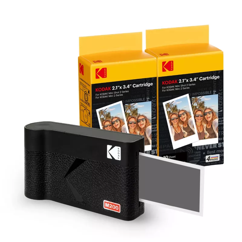 Máquina fotográfica instantânea Kodak Mini 2 Era preta — máquina fotográfica instantânea compacta, impressão a cores