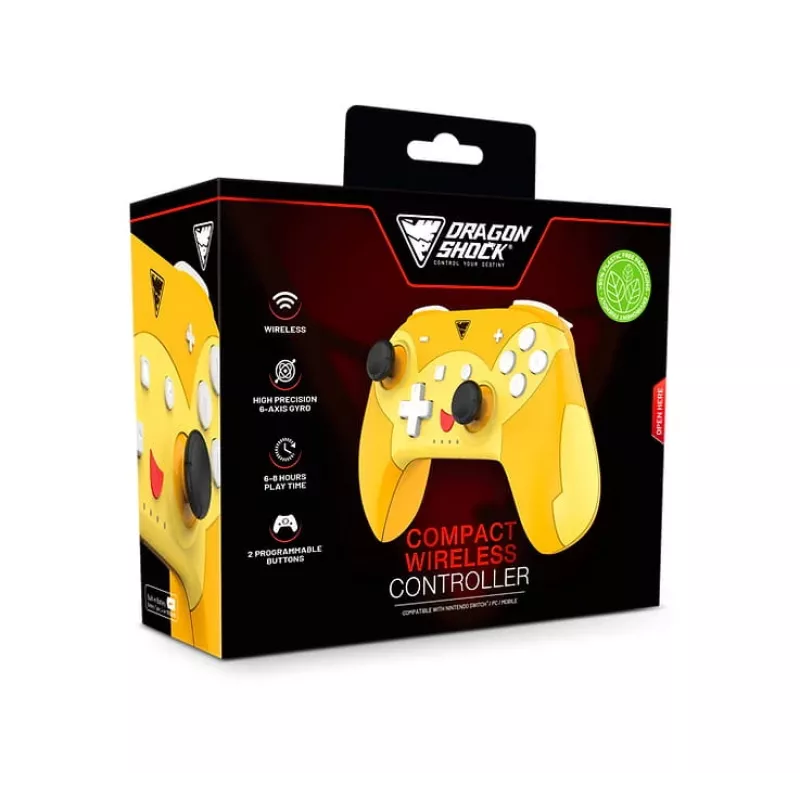 DragonShock PopTop Compact, comando, Nintendo Switch, botão Voltar, D-Pad, botão Home, botão Reset, sem fios, Bluetooth, USB Type-C