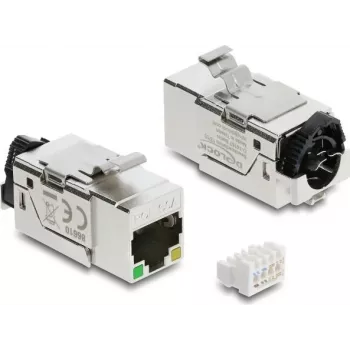 Módulo Keystone DELOCK 86610 — plano, aço inoxidável, RJ-45, 16,4×37,5×22 mm