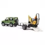 BRUDER Land Rover Defender com atrelado CAT e figura, veículo de brinquedo