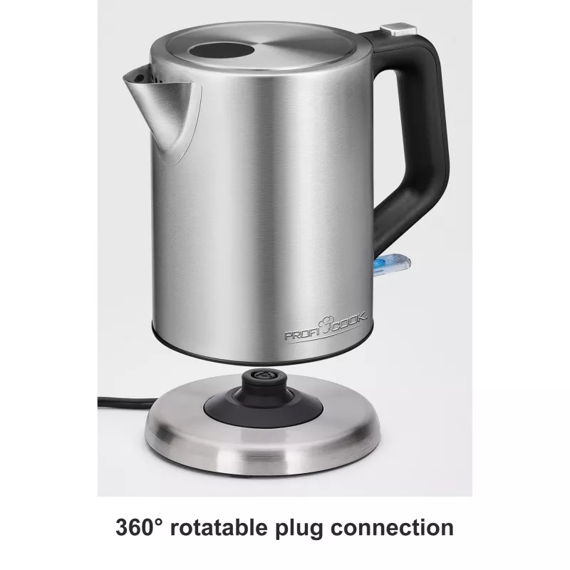ProfiCook PC-WKS 1106 1l 2200W preto – chaleira elétrica em aço inoxidável (501106)