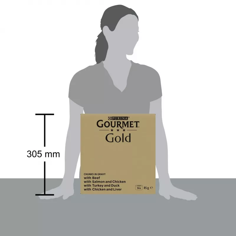 Purina Gourmet Gold pedaços em molho, mistura de 4 sabores, comida húmida para gatos, 96 x 85 g