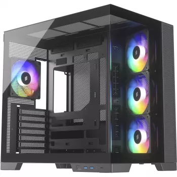 Caixa de PC Silentware View A-RGB preta VIEWpreto — caixa Mid-Tower com iluminação A-RGB