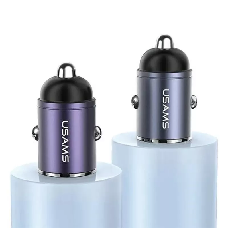 Carregador de automóvel usams C38 30W — 1x USB-A + 1x USB-C carregamento rápido