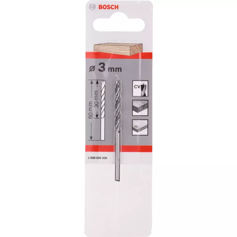 Broca para madeira Bosch Standard com ponta de centrar 3 mm de diâmetro 61 mm de comprimento