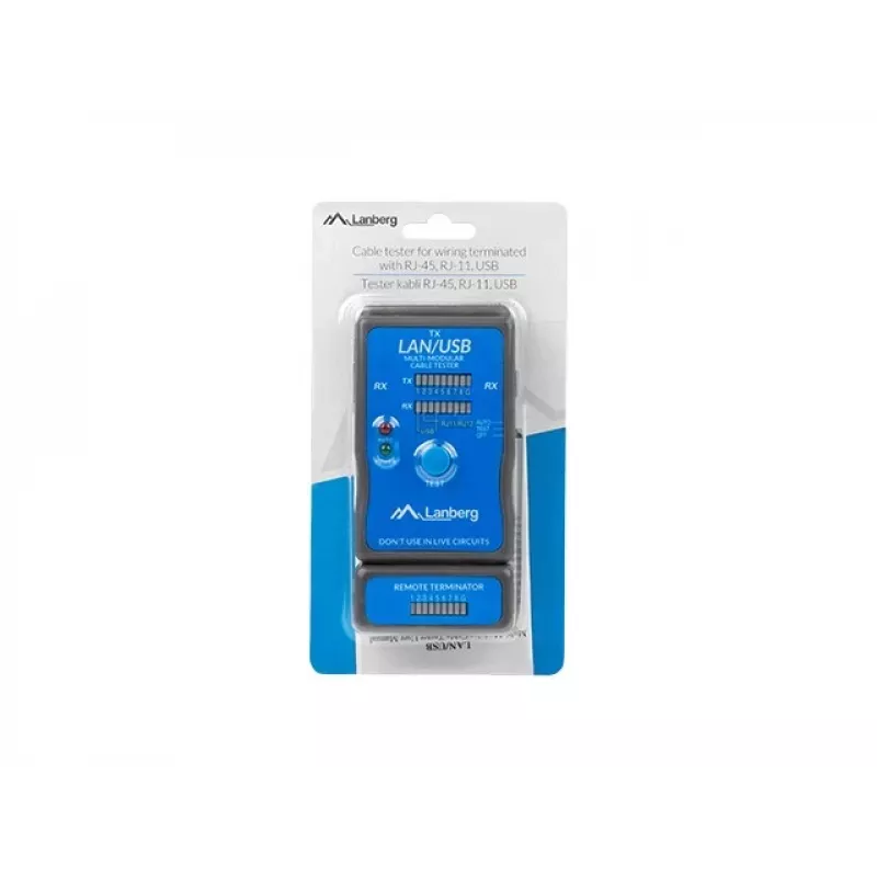 Testador de cabos de rede Lanberg NT-0403 testador PoE azul
