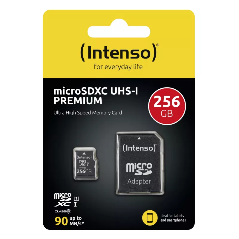 Cartão de memória flash Intenso 256GB UHS-I MicroSD