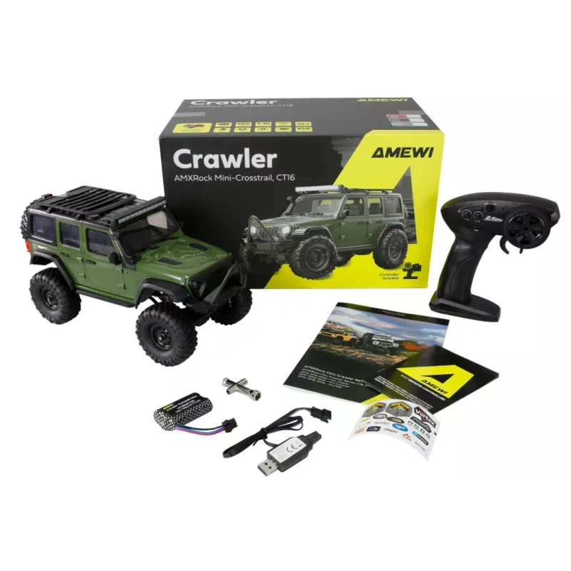 RC crawler Amewi AMXRock 4WD 1:16 RTR, verde