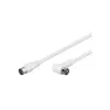 Wentronic Goobay cabo de ligação SAT angular, F-Quick, 100% blindado, branco, 5 m - ficha F (Quick) ficha F (Quick) 90° (67350)