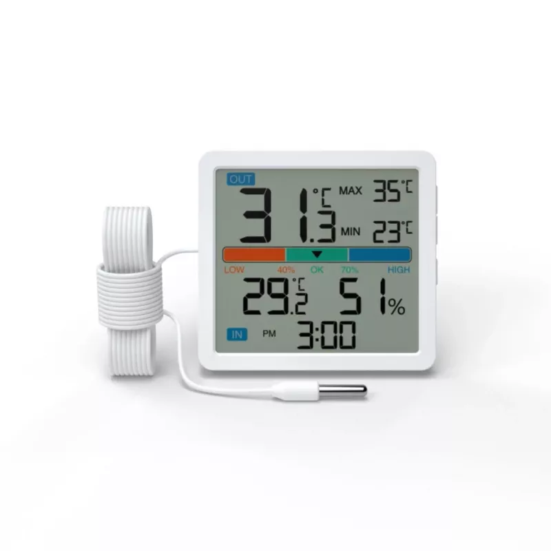 Manta MTO002W estação meteorológica com sensor externo, termómetro/higrómetro, relógio, branca