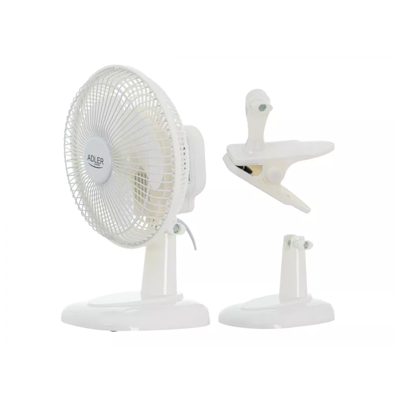 Adler | Ventilador com mola | AD 7317 | Ventilador de mesa | Branco | Diâmetro 15 cm | Número de velocidades 2 | 30 W