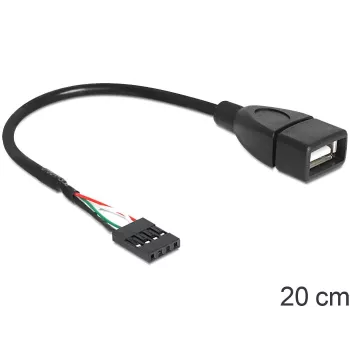 Cabo Delock conector fêmea de pinos USB > conector fêmea USB 2.0 Type-A 20 cm (83291)