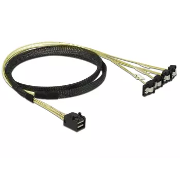 Cabo SCSI DeLOCK 85685 preto amarelo 1 m 1 x Mini SAS HD SFF-8643 4 x SATA 7 Pin