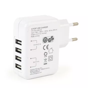 Carregador USB universal branco/4 portas EG-U4AC-02 GEMBIRD